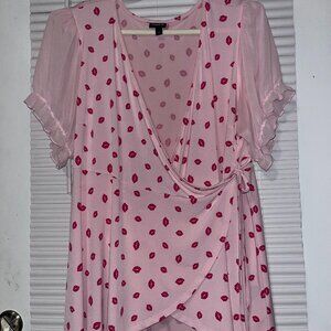 Torrid Studio Knit Chiffon Puff Sleeve Surplice Kiss Top